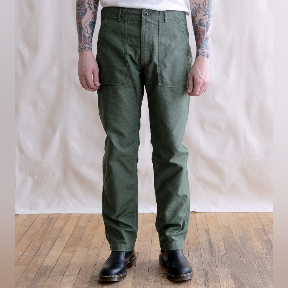 OrSlow Japan slim fit fatigue pants in green